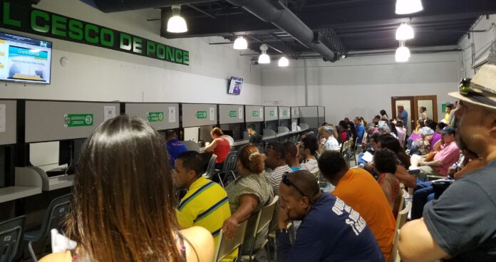 Decenas de personas esperaban largas horas por su turno en el Cesco de Ponce.