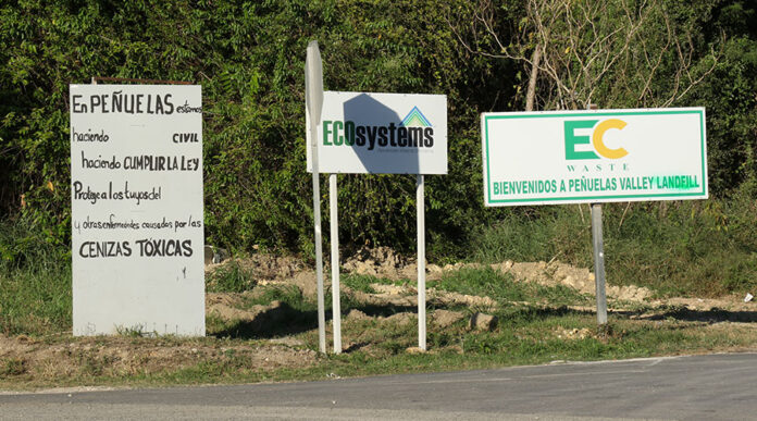 Entrada de Peñuelas Valley Landfill, un vertedero operado por EC Waste. (Voces del Sur)