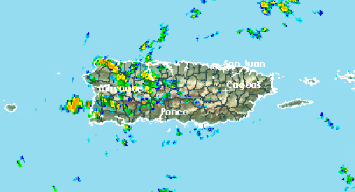 La imagen de radar muestra fuertes aguaceros sobre varios municipios.