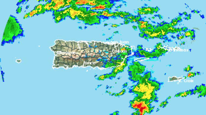 Imagen del radar. (Servicio de Meteorología de Estados Unidos en San Juan)