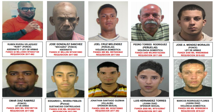 Los prófugos más buscados del área policiaca de Ponce.