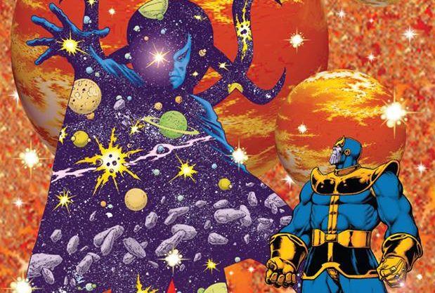 El afiche exclusivo presenta al villano Thanos junto al personaje Eternity.