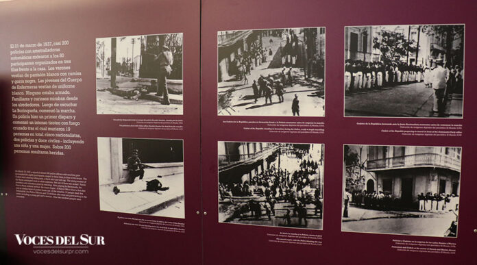 Serie de fotos de la Masacre de Ponce en exhibición en el Museo Casa de la Masacre. (Voces del Sur)
