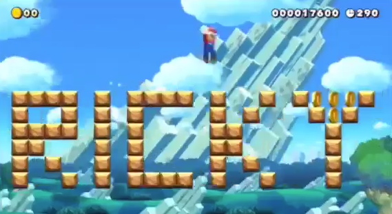 El nivel creado en Mario Maker 2 incluye elementos como la frase 